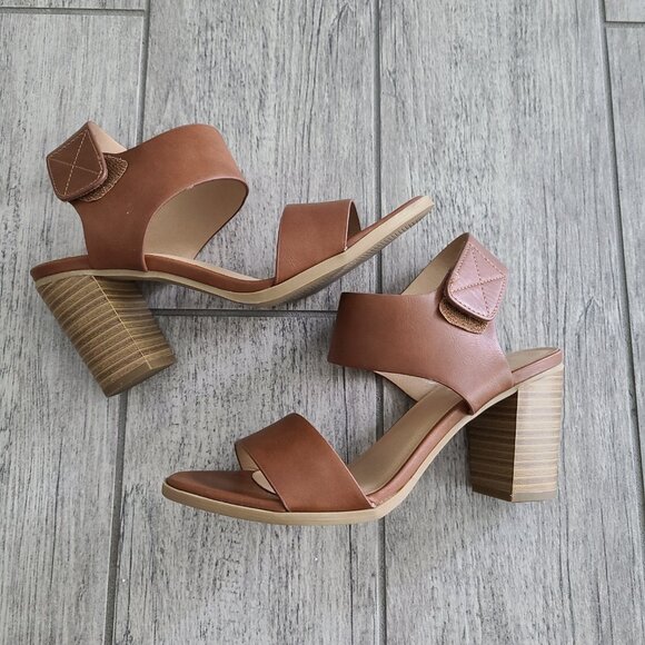 Soda womens wait heels open toe dress sandal cognac brown size 6 - Picture 7 of 10